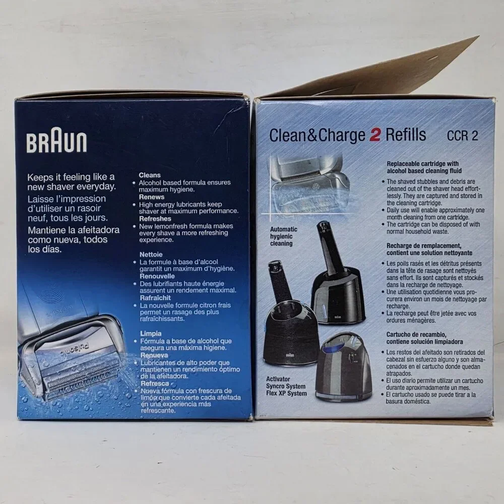 Braun Clean & Renew Charge Cartridge Shaver Cleaner 4 X 170 ml CCR 2 Open Box
